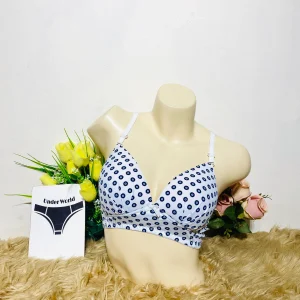 White Black Dot Bra