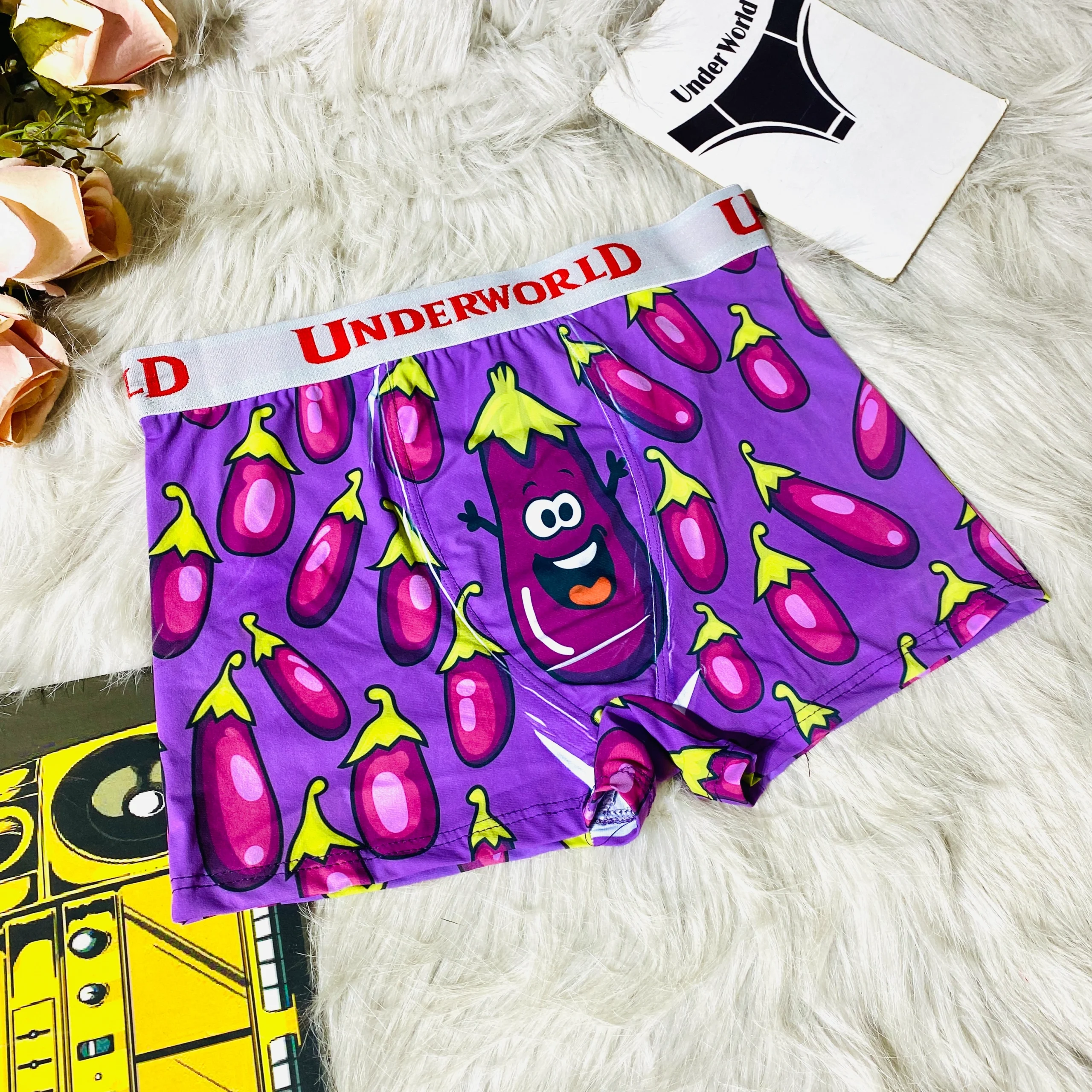 Under World Men's Premium Brinjal Printed Boxer Briefs –Underworld Boxer - Image 3