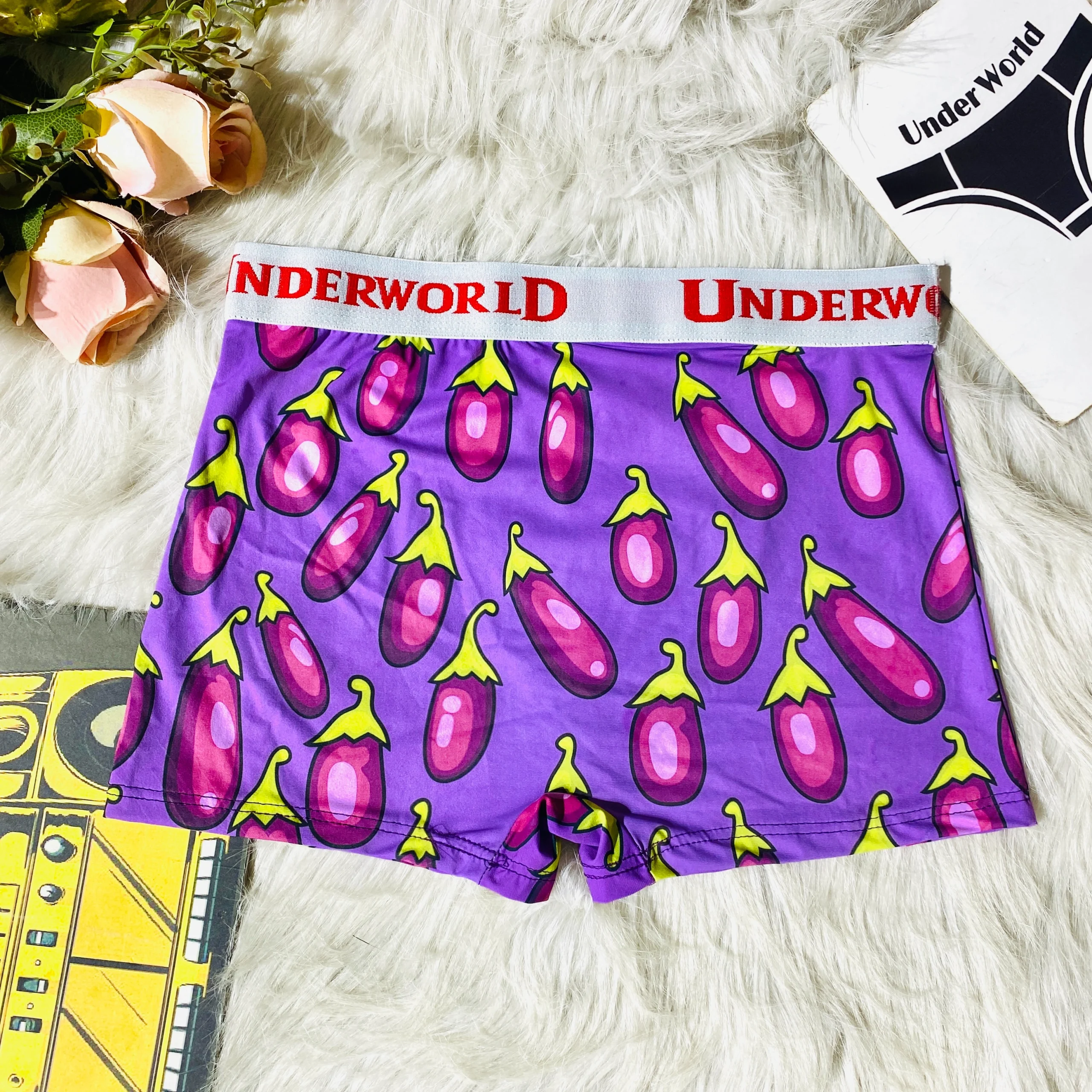 Under World Men's Premium Brinjal Printed Boxer Briefs –Underworld Boxer - Image 2