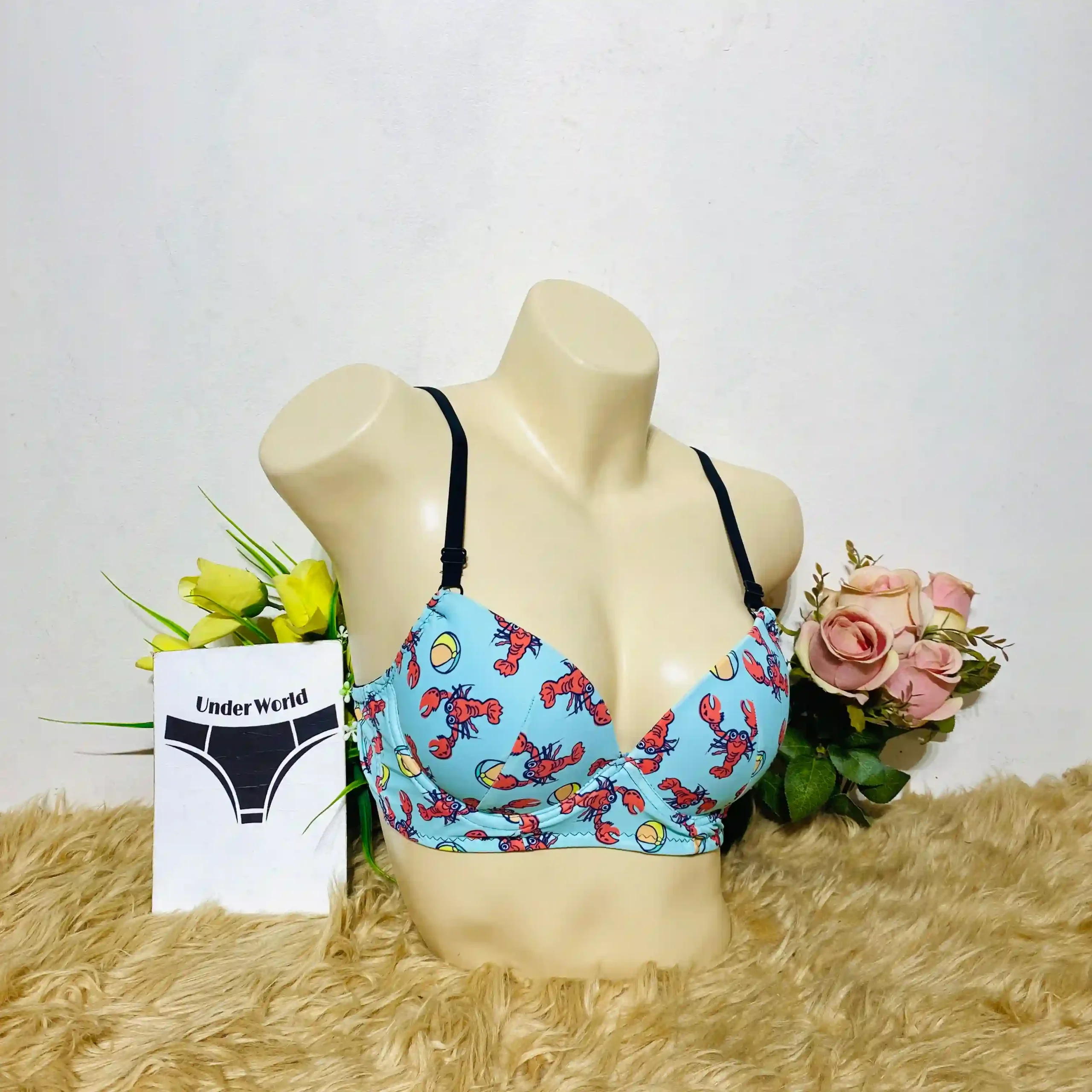 Crab Printed Soft Comfortable Pushup Underworld Bra for Sexy Women and Girls - Image 3