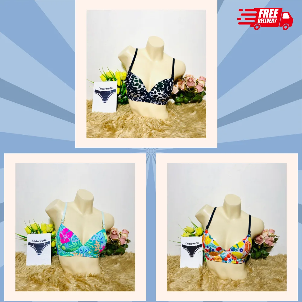3piece Combo Printed Soft Comfortable Pushup Bra for Women and Girl’s