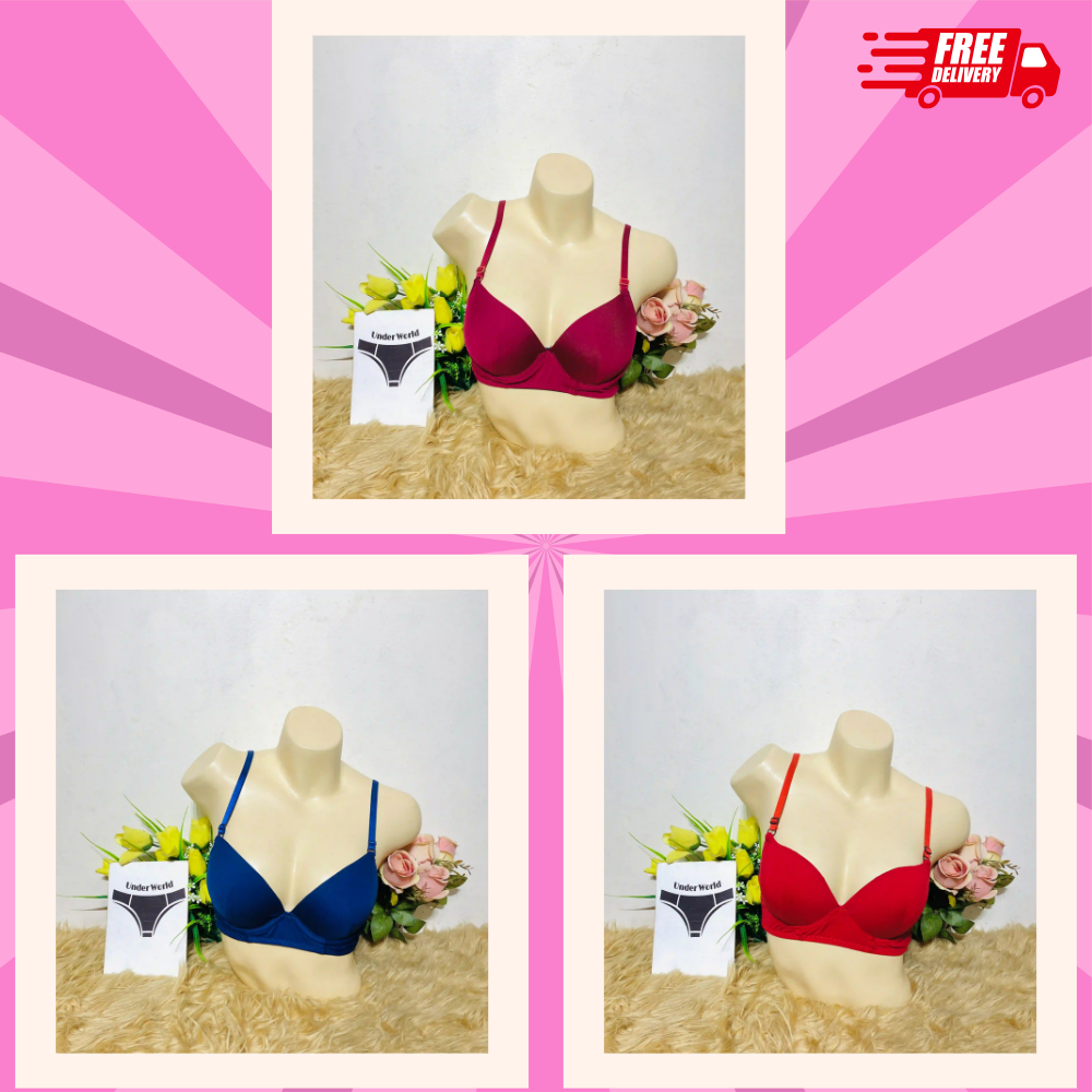 3piece Combo Soft Comfortable Solid Pushup Bra for Women and Girl’s (Copy)
