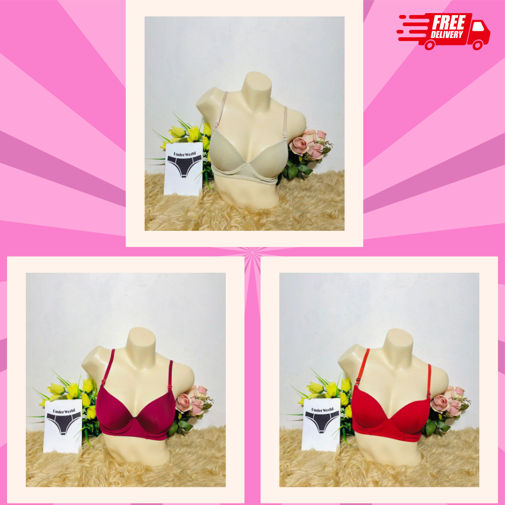 3piece Combo Soft Comfortable Solid Pushup Bra for Women and Girl’s