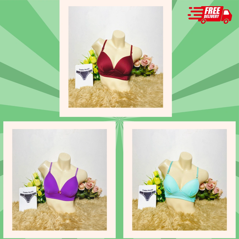 3piece Combo Solid Soft Nonpadded Bra for Women and Girl’s