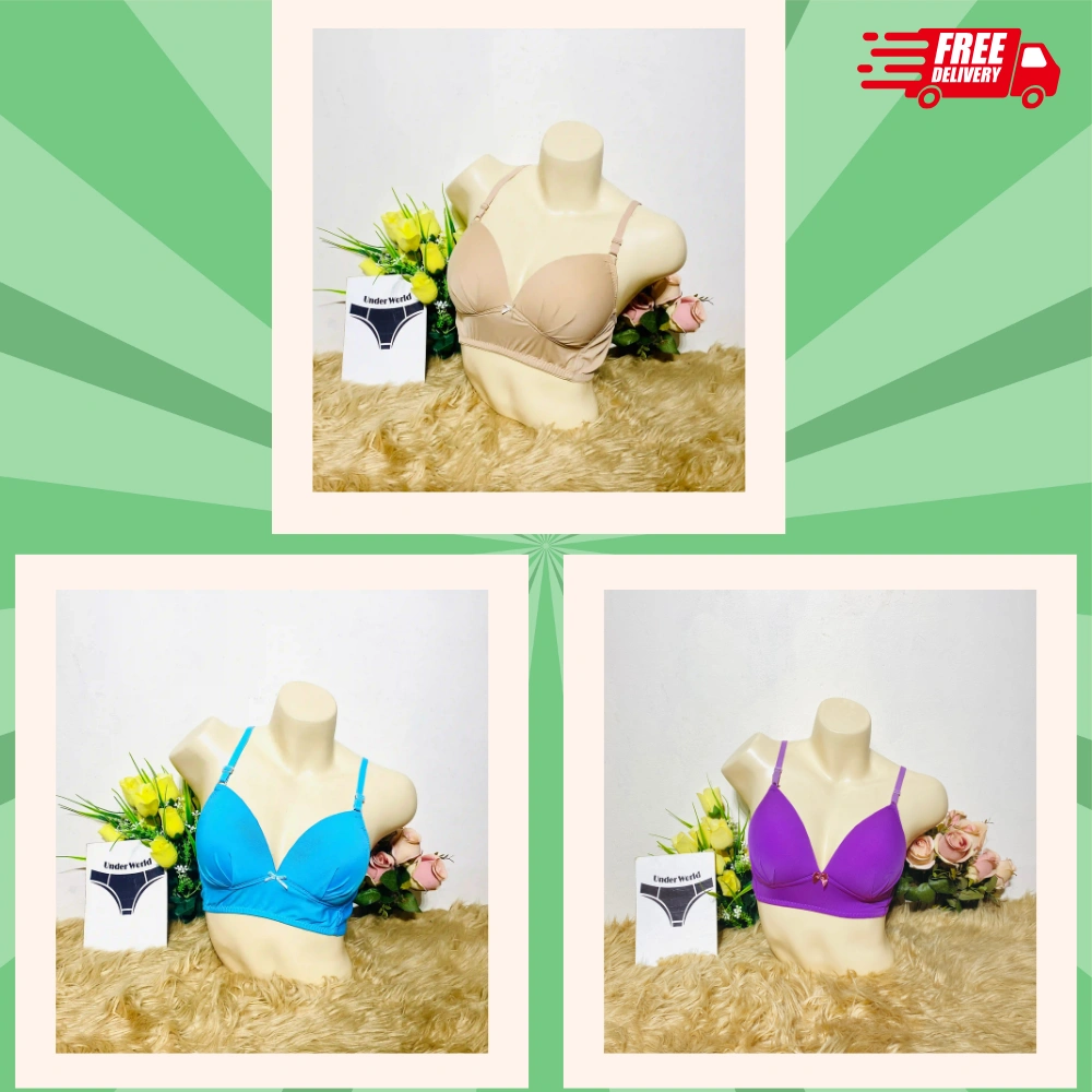 3piece Combo Solid Soft Nonpadded Bra for Women and Girl’s