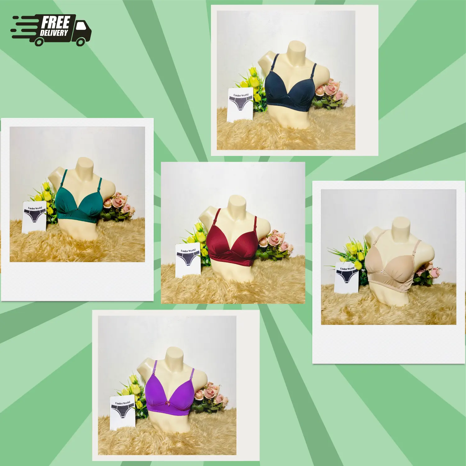 5piece Combo Solid Soft Nonpadded Bra for Women and Girl’s